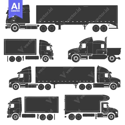 Four Silhouette Images of Semi-Trailers and Trucks