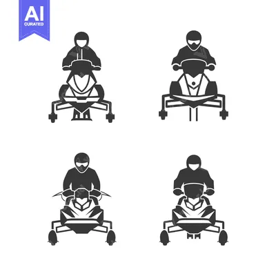 Popular premium asset: Four Silhouettes of Snowmobilers in Action