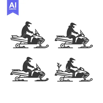 Popular premium asset: Four Silhouettes of Snowmobilers Riding on Snow