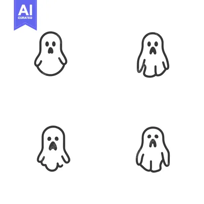 Aset premium populer: Four Simple Line Drawings of Ghosts