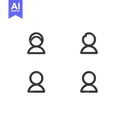 Download Four Simple User Profile Icons with Variations in Head Shape Vector Graphic