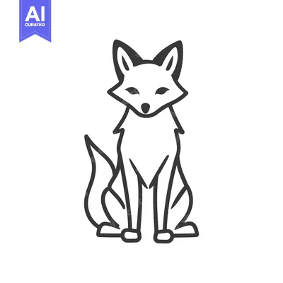 Aset desain premium: A stylized depiction of a fox in a seated position