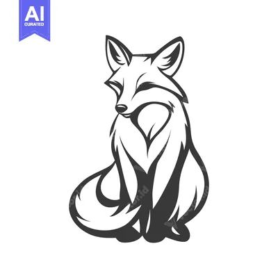 Aset premium populer: A stylized monochrome image of a sitting fox