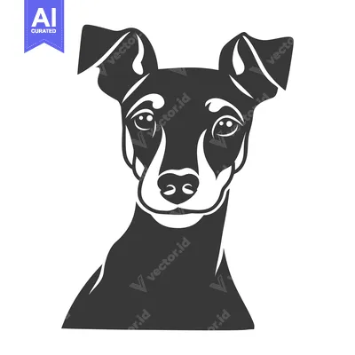 Aset premium populer: A black and white illustration depicting the head of a dog