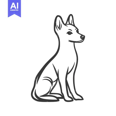 Aset desain premium: A simple and elegant black and white line drawing of a dog