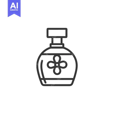 Premium design asset: Elegant Perfume Bottle Icon with Floral Design, Minimalist Style
