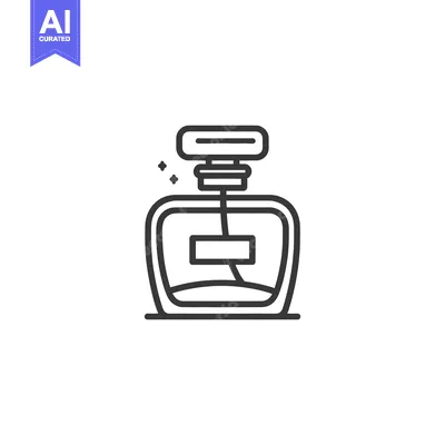 Aset premium populer: Elegant Perfume Bottle Outline Icon with Sparkling Accents on White Ba