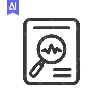 Aset desain premium: Data Analysis Icon: Magnifying Glass Inspecting Financial Graph on Doc