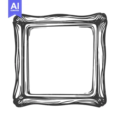 Aset desain premium: A square ornate wooden frame isolated against a white background