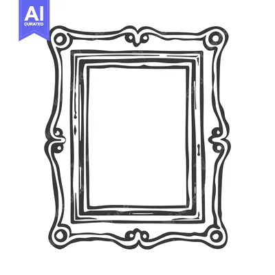 Popular premium asset: A decorative ornate empty rectangular picture frame drawing