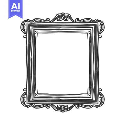 Premium design asset: A decorative antique picture frame with ornate curling embellishments
