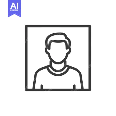 Aset premium populer: Minimalist Portrait Icon: Faceless Man in Frame, Simple Design