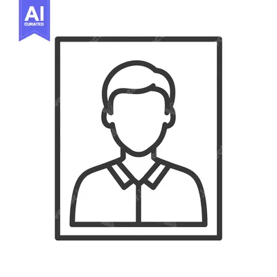 Faceless Man Portrait Icon: Minimalist Outline in Frame