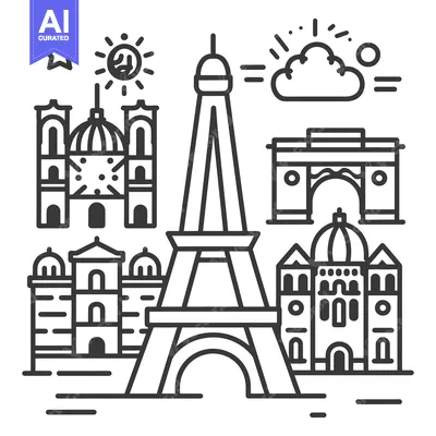 Aset premium populer: A stylized illustration of iconic landmarks of the city