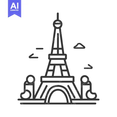 Popular premium asset: Simple outline illustration of a tall tower and surroundings