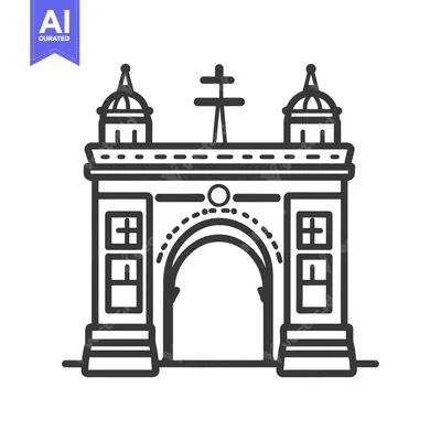 Aset premium populer: A vector illustration of an archway structure with embellishments