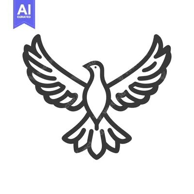 Aset premium populer: Simple black and white stylized bird with outstretched wings flying