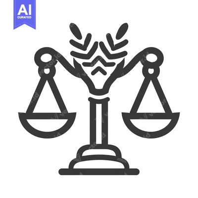 Aset desain premium: A balanced scale symbol with decorative details on a stem