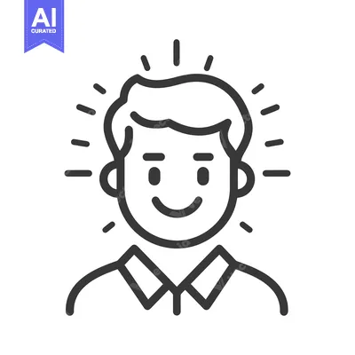 Aset desain premium: A happy person wearing a collared shirt with radiating lines