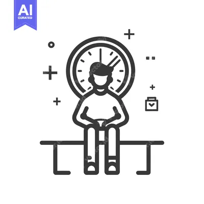 Aset premium populer: A person sitting on a bench with a large clock behind them
