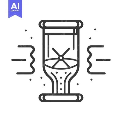 A stylized diagram of an hourglass with wavy parallel lines