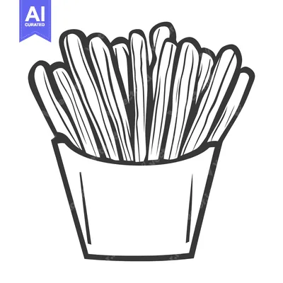Premium design asset: A black and white illustration of french fried potato sticks