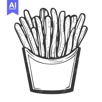 Aset premium populer: Illustration depicting a container full of delicious golden french fri