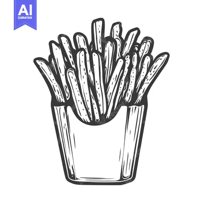 Popular premium asset: Illustration depicting a serving of french fries in a container
