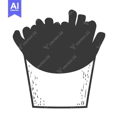 Aset desain premium: A Simple Black and White Image of French Fried Potatoes