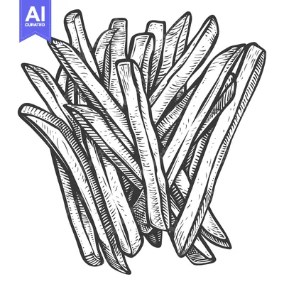Aset desain premium: A Hand Drawn Illustration of French Fries