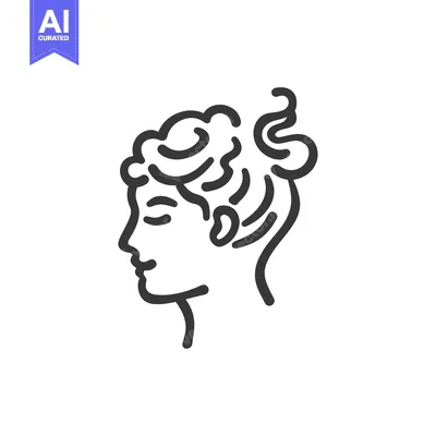 Aset premium populer: The profile view of a female figure with curly hair