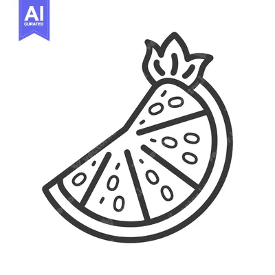 Aset premium populer: A simple illustration of a juicy fruit slice with leaves