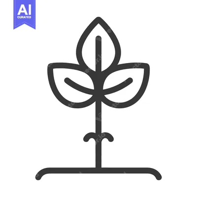 Aset desain premium: A simple illustration showing a small plant with three leaves growing