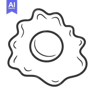 Popular premium asset: Simple black and white illustration of a single fried egg