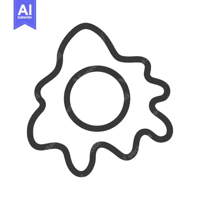 Aset desain premium: A simple black line drawing of a single fried egg