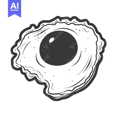 Premium design asset: A monochrome illustration depicting a fried egg in a minimalist design