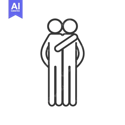 Aset premium populer: Two human stick figures embracing each other in a gesture of support