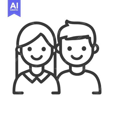 Aset desain premium: A simple illustration depicting two smiling people next to each other