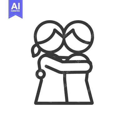 Aset premium populer: Two schematic figures embrace each other in an affectionate hug
