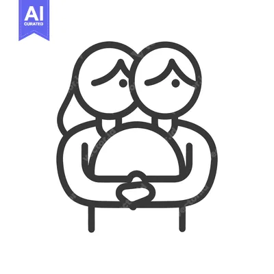 Premium design asset: Two figures embracing in a graphic representation of affection and sup