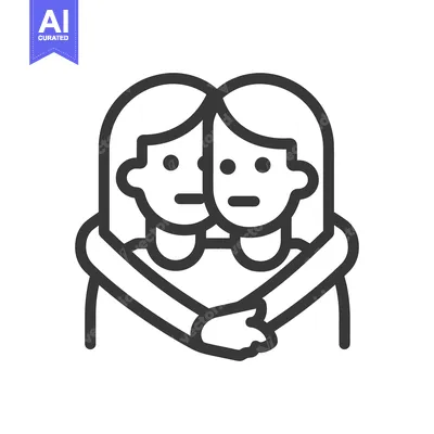 Aset desain premium: Two figures are hugging each other in a friendly embrace