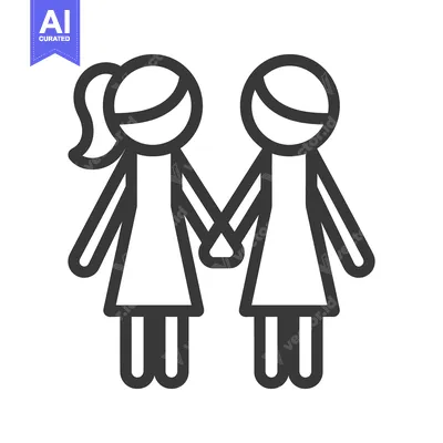 Aset desain premium: Two female figures holding hands representing friendship and love