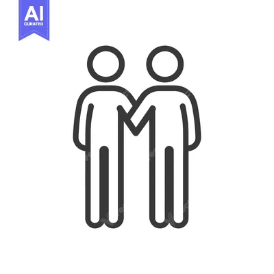 Aset premium populer: Two abstract figures are depicted in a friendly embrace