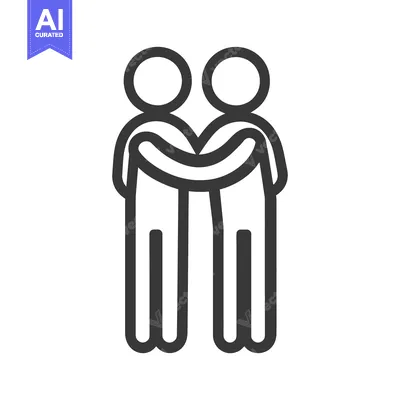 Popular premium asset: Two simple figures embrace in an affectionate gesture of connection