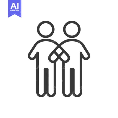 Aset desain premium: Two simple figure icons holding hands in a symbol