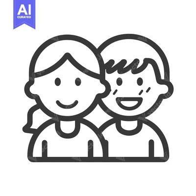 Premium design asset: Two smiling cartoon figures of a boy and a girl