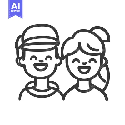Aset desain premium: Two smiling people of different genders are together closely