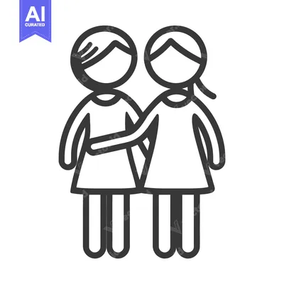 Aset premium populer: Two people stand together and one person hugs the other