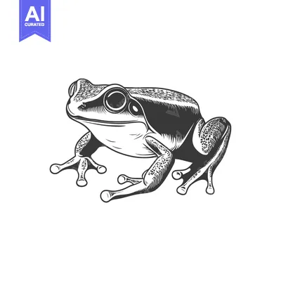Aset premium populer: A detailed and stylized illustration of a small frog
