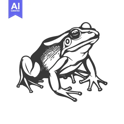 Popular premium asset: A stylized black and white depiction of a sitting amphibian frog